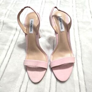 Steve Madden Marbella Pink Nubuck Ankle Strap Women's Heels Size 10